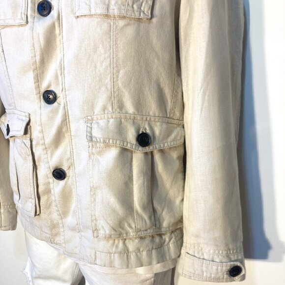 Celio SZ S Linen Military style utility  jacket wheat color essential - Picture 6 of 12